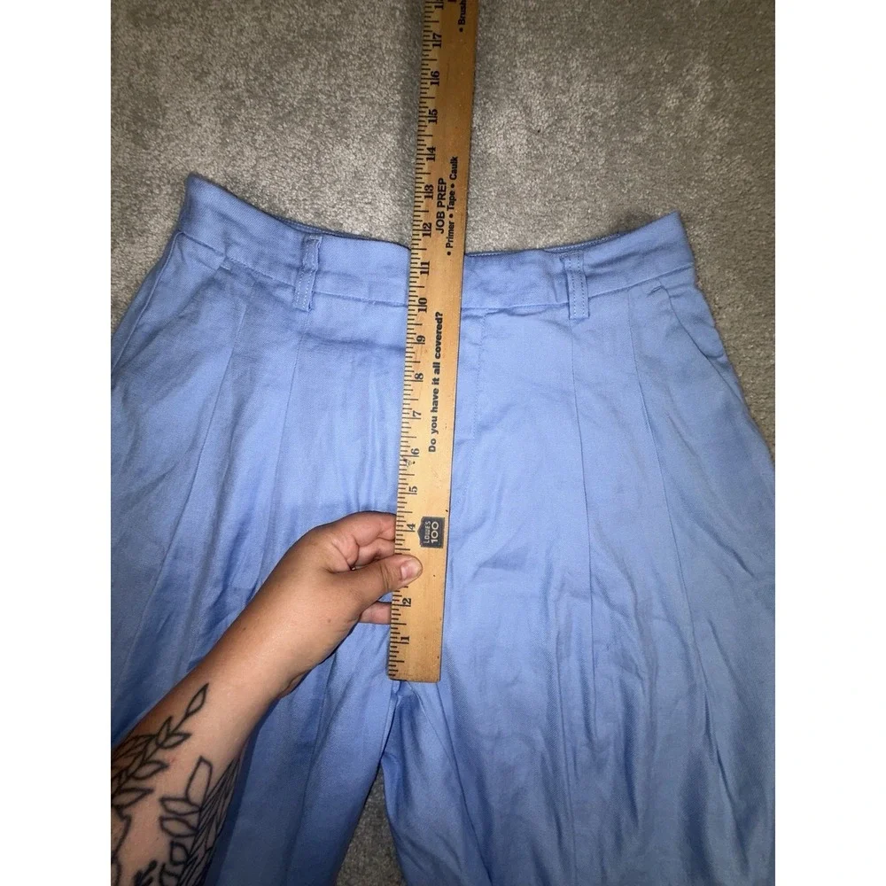 anthropologie maeve avery pleated shorts blue linen size 2 - Picture 7 of 9